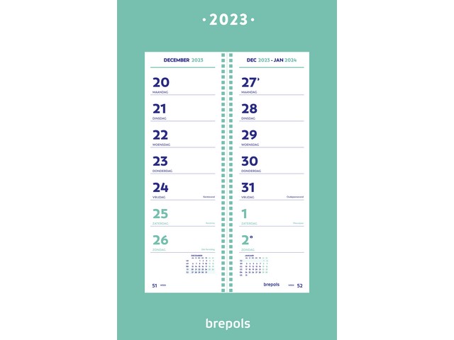 Omlegweekkalender Brepols op schild NL