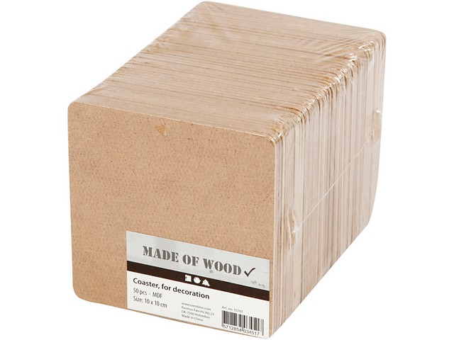 Onderzetter 10x10x0,3cm mdf/pk50