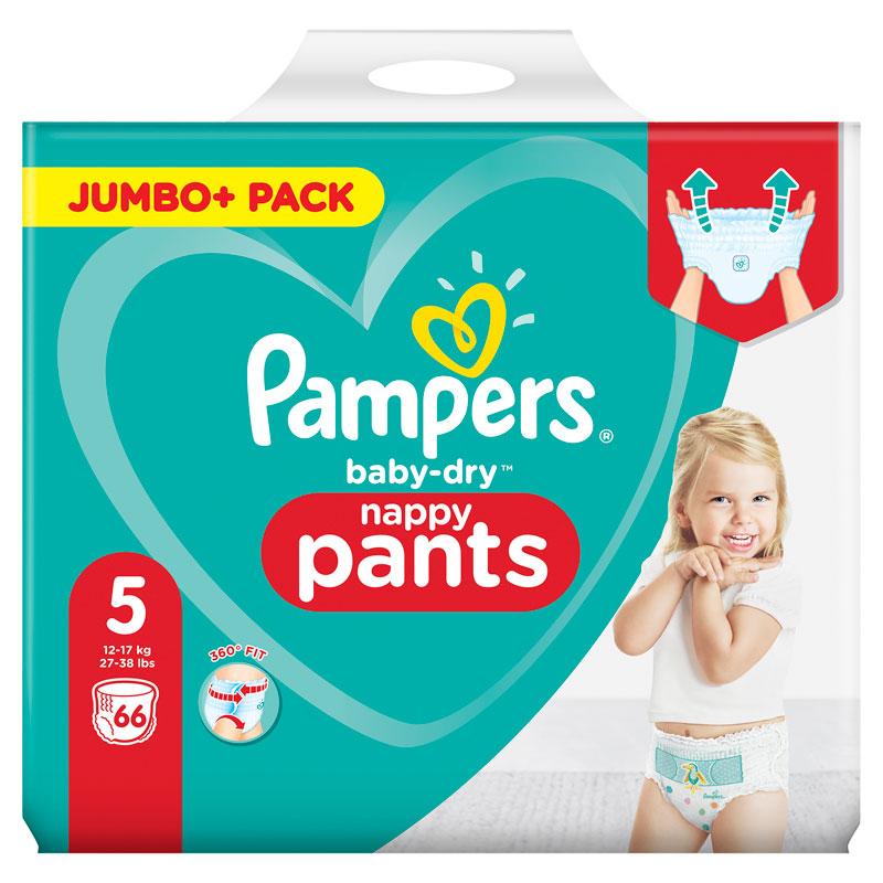 Pampers Baby-Dry Pants Maat 5, 66 Luierbroekjes, 12kg-17kg
