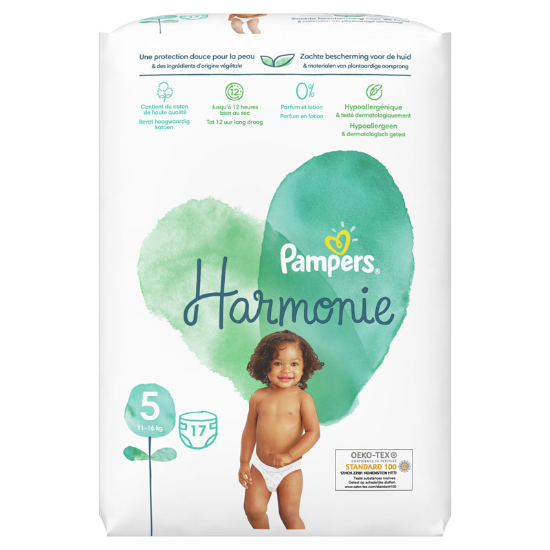 Pampers Harmonie Maat 5, 17 Luiers, 11kg-16kg