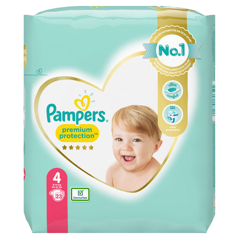 Pampers Premium Protection Maat 4, Luiers x23, 9-14kg