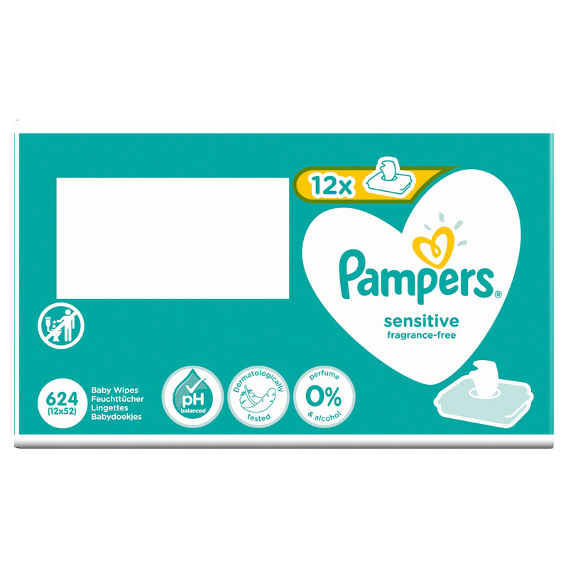 Pampers Sensitive Babydoekjes 12 Verpakkingen = 624 Doekjes