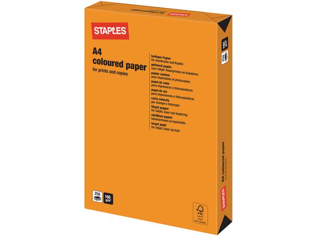 Papier SPLS A4 160g oranje/pak 250v