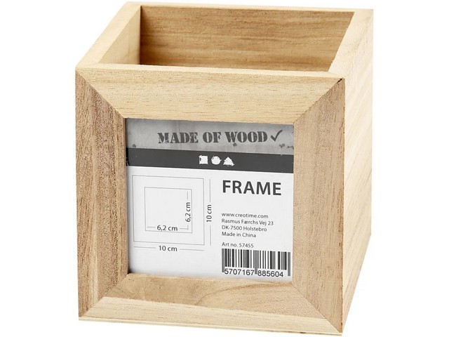 Pennenbakje 10x10x10cm m/lijst hout