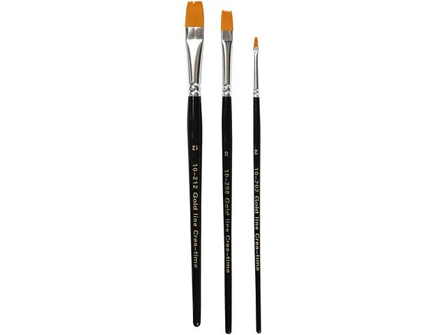 Penseel Gold Line plat assorti/pk3