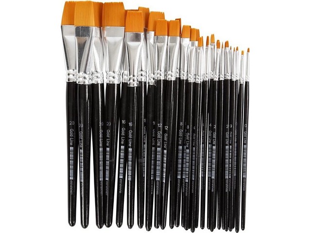 Penseel Gold Line plat assorti/pk30