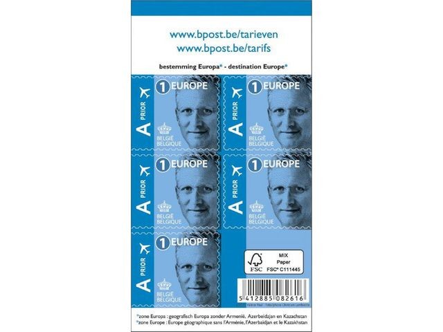 Postzegel BE tarief 1 Europa/doos 50