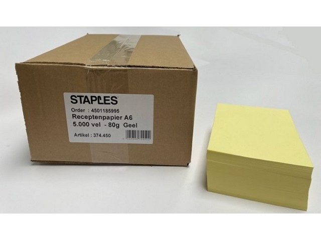 Receptenpapier A6 80g geel/ds 5000v