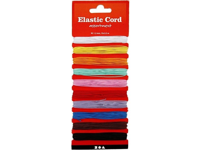 Rijgdraad elastisch 1mm assort/pk10x3,5m