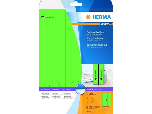 Rugetiket 297x61mm laser groen/doos60