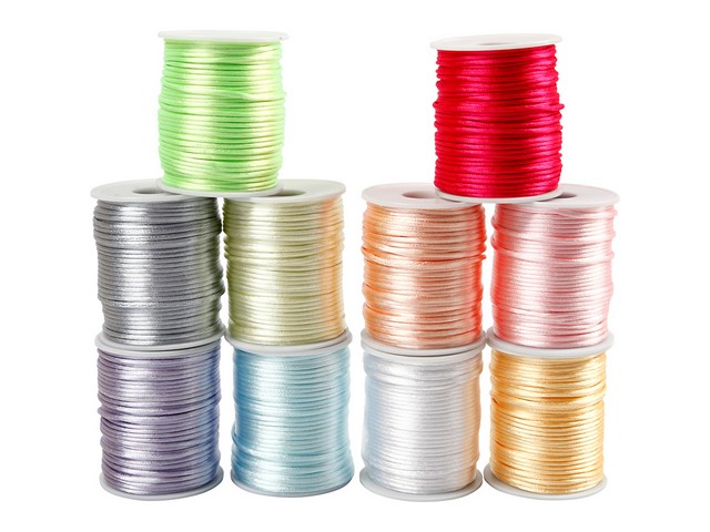 Satijnkoord 2mm pastel kleuren/pk10x50m
