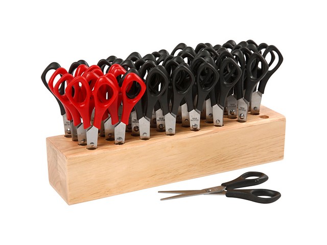 Schaar kind 14cm m/houten rek/pk32