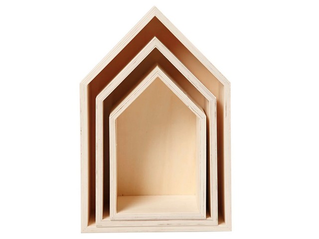Showdoos huis H20,3+25,3+31cm triplx/pk3