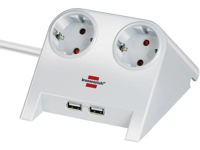 Stekkerdoos 2 usb 2-voudig 1,8m wit