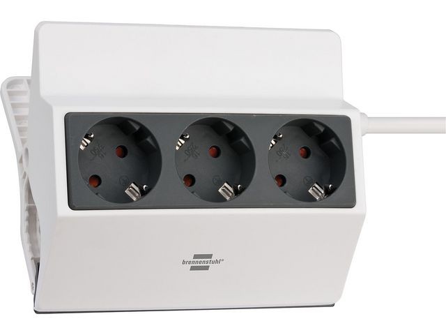 Stekkerdoos klembaar 3-voudig 3m wt antr