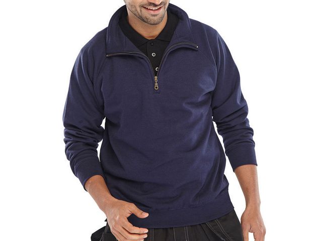Sweatshirt zip navy blauw S