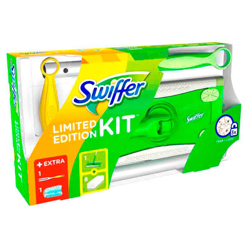 Swiffer Kit Inclusief 1 Vloerreiniger + 8 Droge Vloerdoekjes En 1 Duster + 1 Navulling