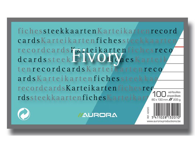 Systeemkaart Aurora 80x130 wit/pak 100