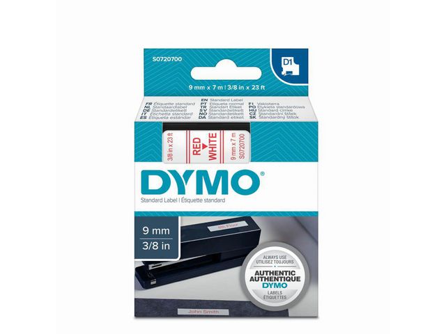 Tape Dymo 40915 9mm rood/wit