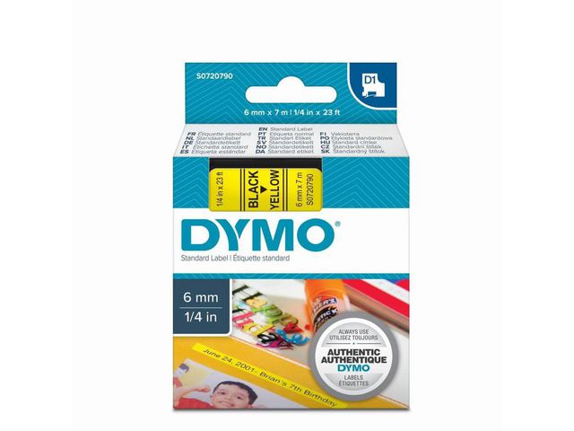 Tape Dymo 43618 6mm zwart/geel