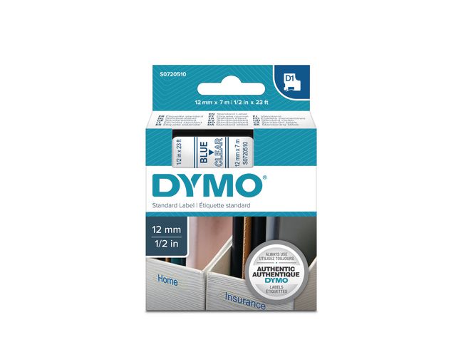 Tape Dymo 45011 12mm blauw/transparant