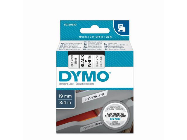 Tape Dymo 45803 19mm zwart/wit