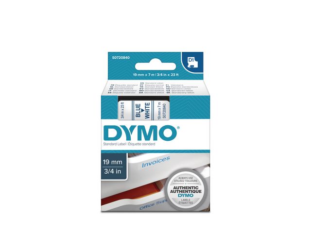 Tape Dymo 45804 19mm blauw/wit