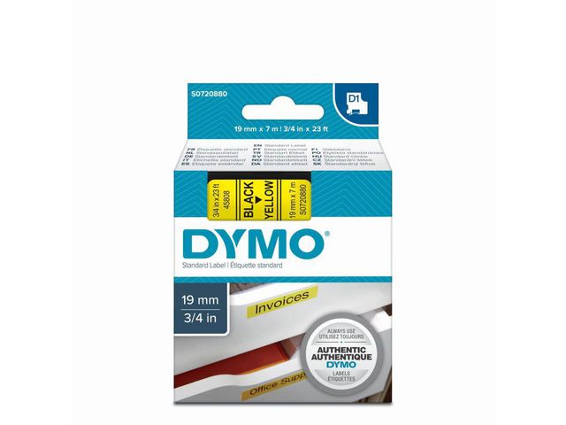 Tape Dymo 45808 19mm zwart/geel