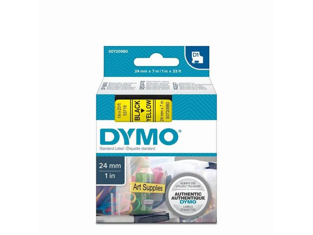 Tape Dymo d1 24mm zwart/geel