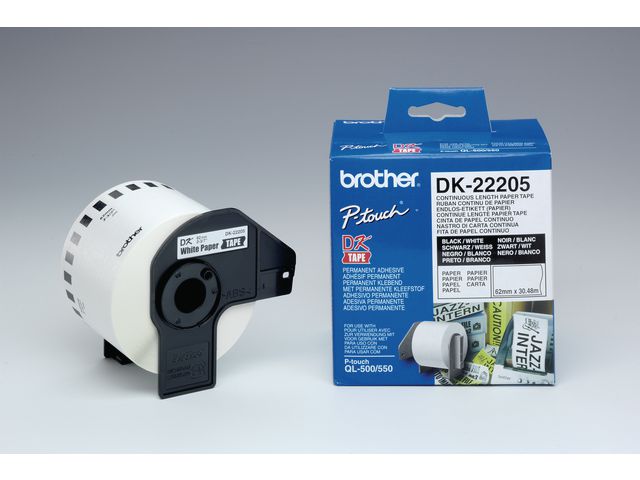 Tape P-Touch DK22205 therm.wit 62mm