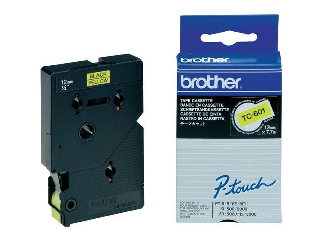 Tape P-Touch TC-601 12mm zwart op geel