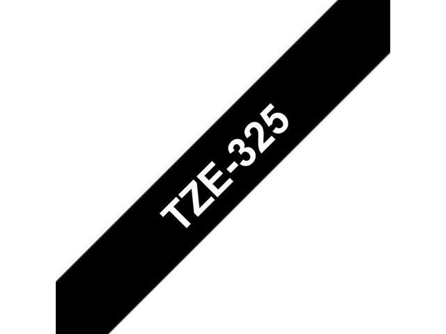 Tape P-Touch TZ-325 9mm wit op zwart