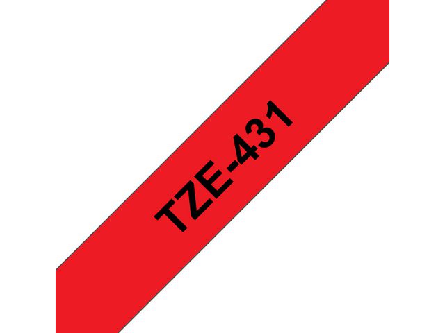 Tape P-Touch TZ-431 12mm zwart op rood