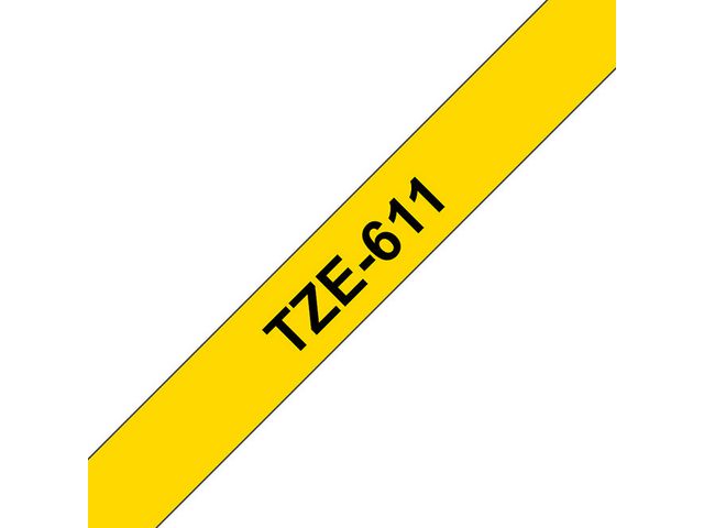 Tape P-Touch TZ-611 6mm zwart op geel