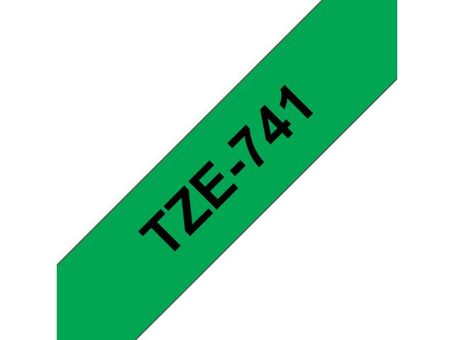 Tape P-Touch TZE-741 18mm zwart op groen