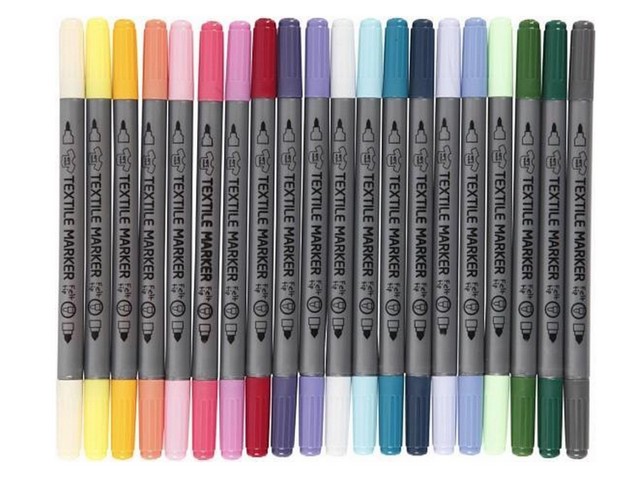 Textielstift 2,3+3,6mm extra kleur./pk20