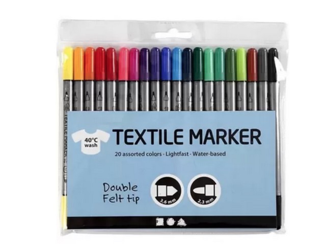 Textielstift 2,3+3,6mm standaard kl/pk20