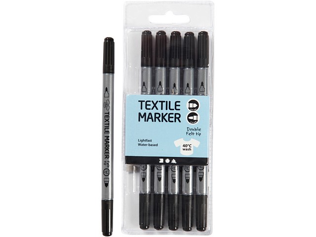 Textielstift 2,3+3,6mm zwart/pk6
