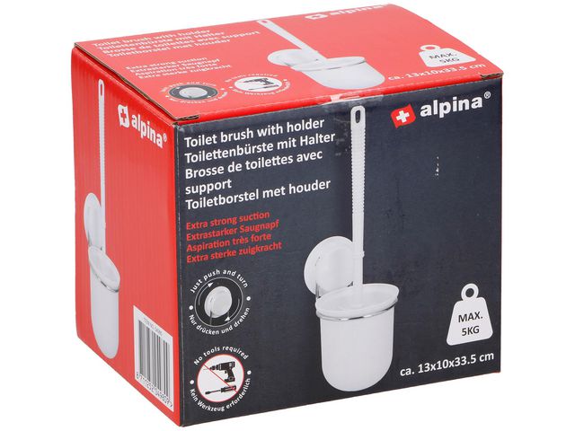 Toiletborstel m/houder Alpina pp/rvs