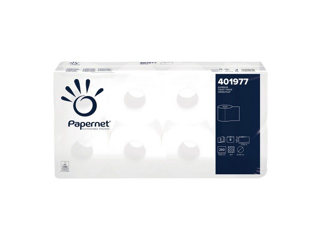 Toiletpapier 3lgs wit/pk8x250vel