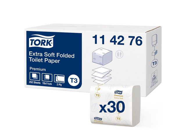 Toiletpapier Tork T3 Pre 2L wt/ds30x252v