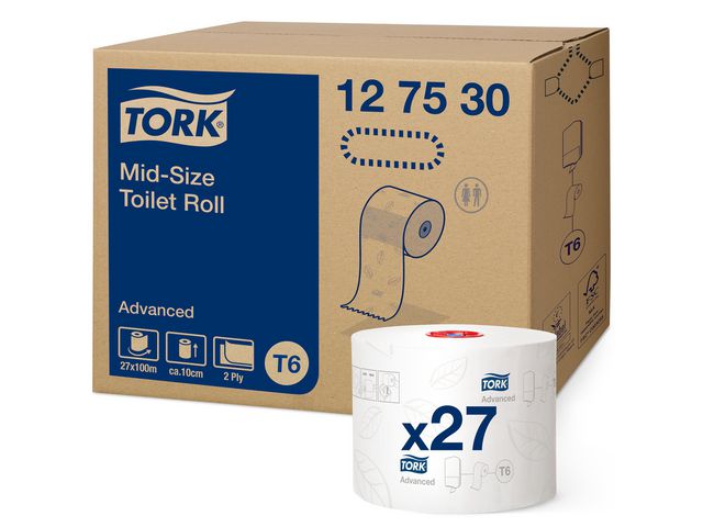 Toiletpapier Tork T6 Adv 2L wt/27rx100m