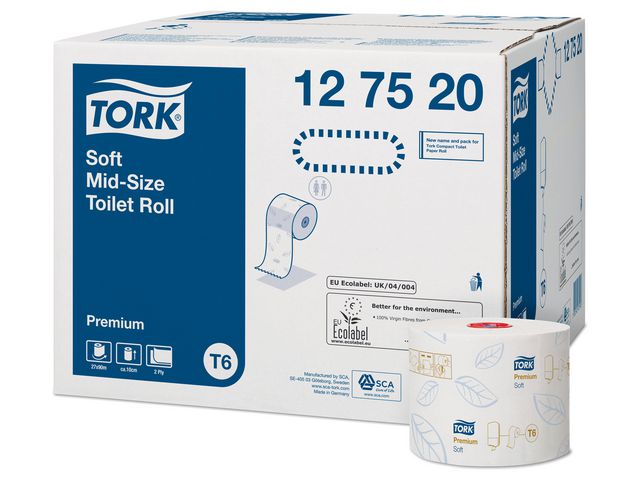 Toiletpapier Tork T6 Prem 2L wt/pk27x90m