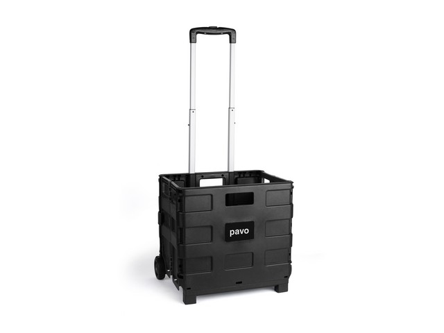 Trolley opvouwbaar krat L zwart