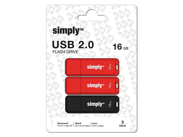 USB 2,0 flashdrive Simply 16GB ro/zw/pk3