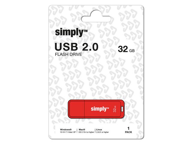 USB 2,0 flashdrive Simply 32GB rood