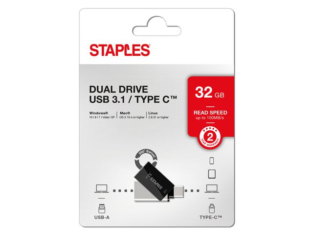 USB Stick Staples dual USB-C 3.1 32GB