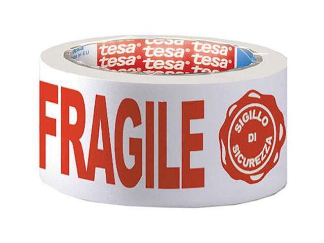 Verpakkingstape Tesa FRAGILE 50mmx66m