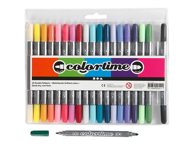 Viltstift Colortime dubbel extra kl/pk20