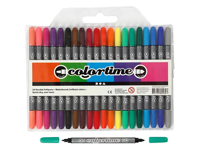 Viltstift Colortime dubbel stand.kl/pk20